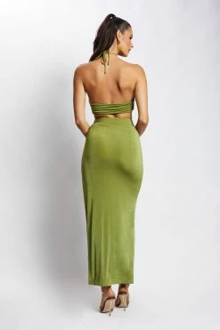 ROM All Bottoms Alizeh Maxi Ice Jersey Skirt - Green
