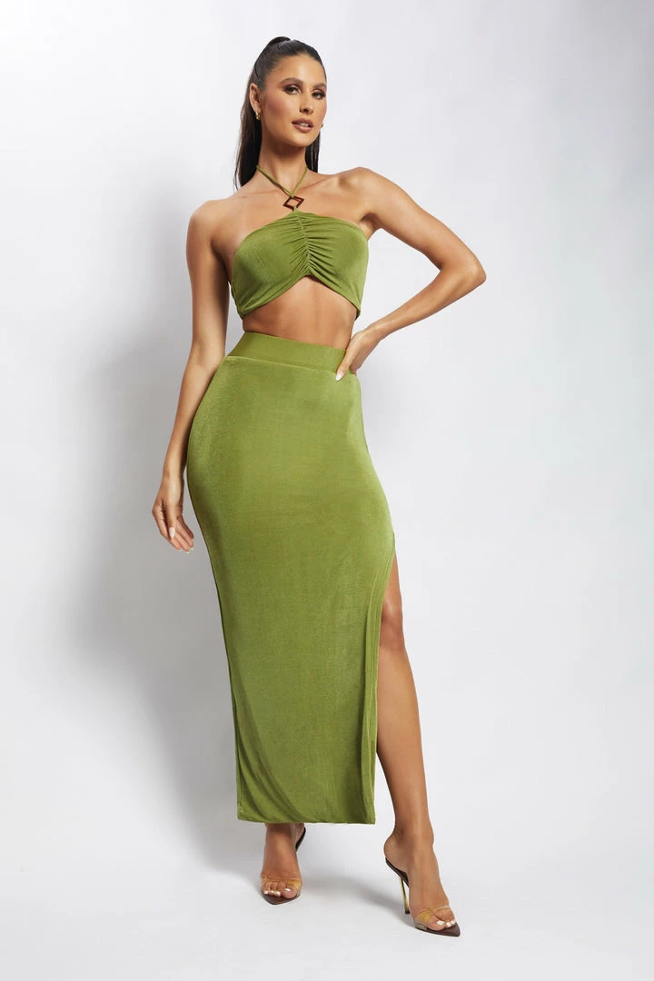 ROM Alizeh Ruched Halter Crop Top - Green 3 ROM Alizeh Ruched Halter Crop Top - Green