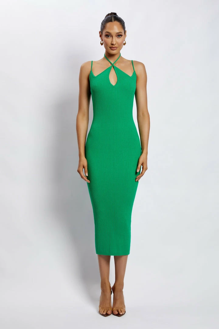 SOP Leslie Two Strap Detail Knit Midi Dress - Green DRESSES 3 SOP Leslie Two Strap Detail Knit Midi Dress - Green DRESSES