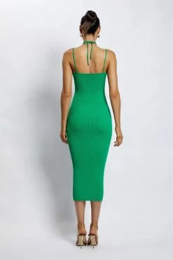 SOP Leslie Two Strap Detail Knit Midi Dress - Green DRESSES