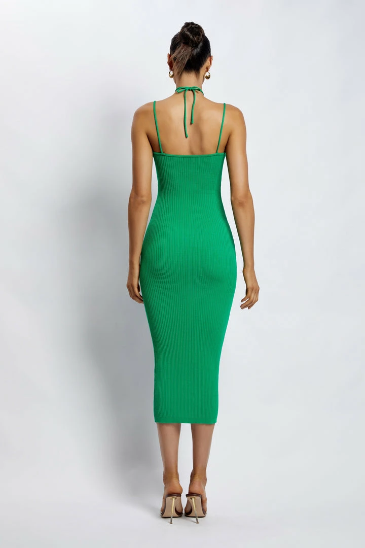 SOP Leslie Two Strap Detail Knit Midi Dress - Green DRESSES 2 SOP Leslie Two Strap Detail Knit Midi Dress - Green DRESSES