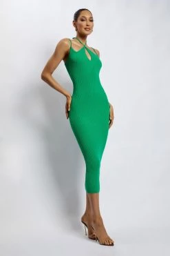 SOP Leslie Two Strap Detail Knit Midi Dress - Green DRESSES 11 SOP Leslie Two Strap Detail Knit Midi Dress - Green DRESSES