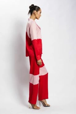 WNG Two Piece Sets Cantena Satin Two Tone Trousers - Multi Red 9 WNG Two Piece Sets Cantena Satin Two Tone Trousers - Multi Red