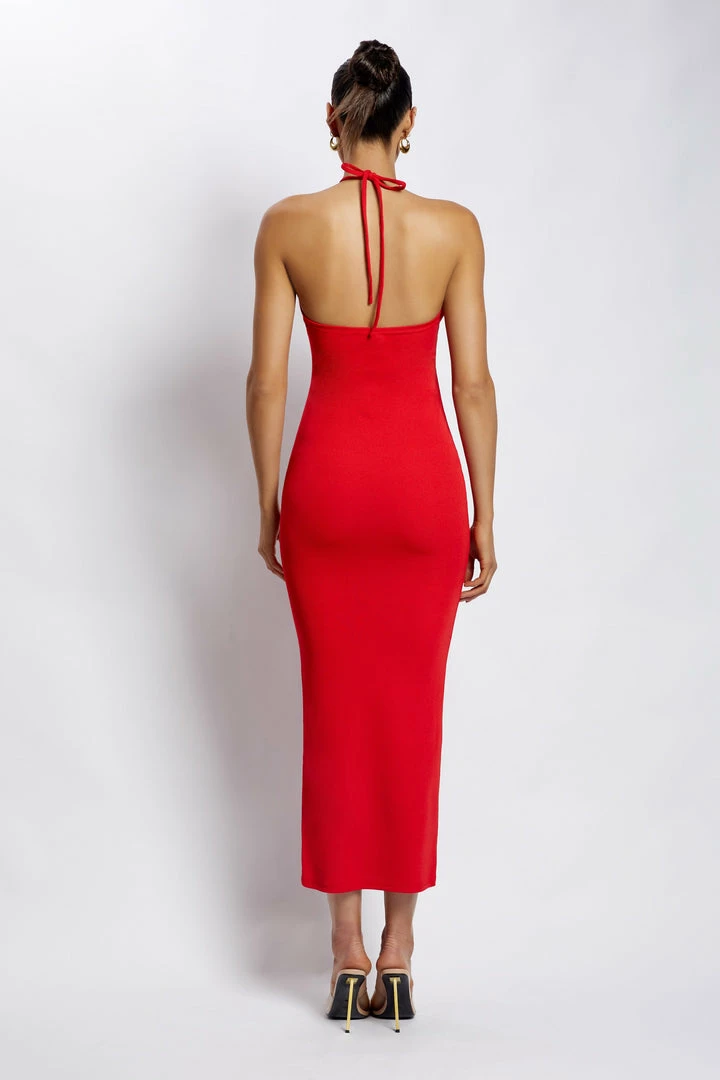 ROM Maddie Ribbed Drawstring Midi Dress - Red DRESSES 2 ROM Maddie Ribbed Drawstring Midi Dress - Red DRESSES