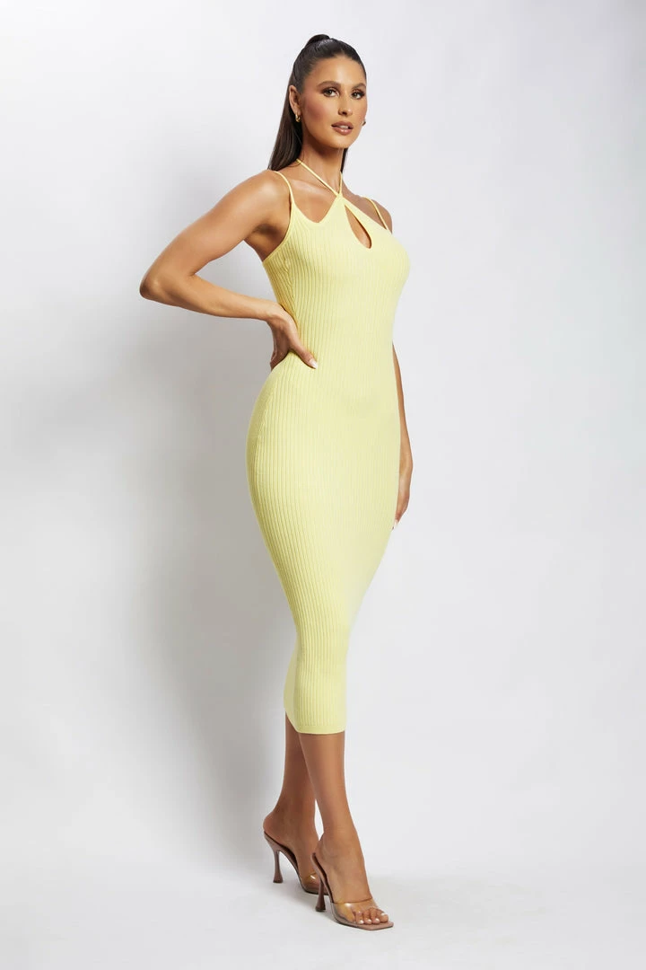 SOP Leslie Two Strap Detail Knit Midi Dress - Yellow 3 SOP Leslie Two Strap Detail Knit Midi Dress - Yellow