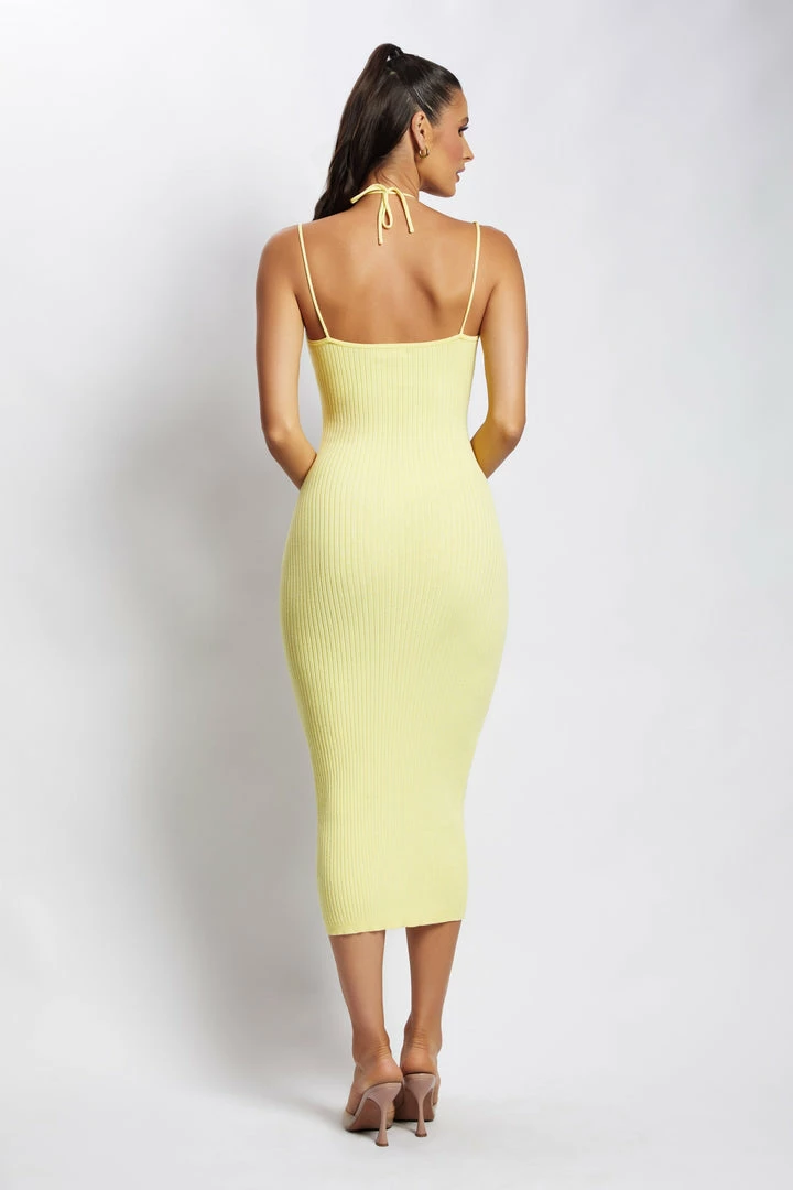 SOP Leslie Two Strap Detail Knit Midi Dress - Yellow 2 SOP Leslie Two Strap Detail Knit Midi Dress - Yellow