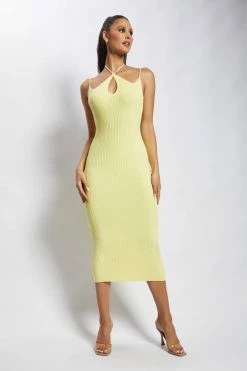 SOP Leslie Two Strap Detail Knit Midi Dress - Yellow 13 SOP Leslie Two Strap Detail Knit Midi Dress - Yellow