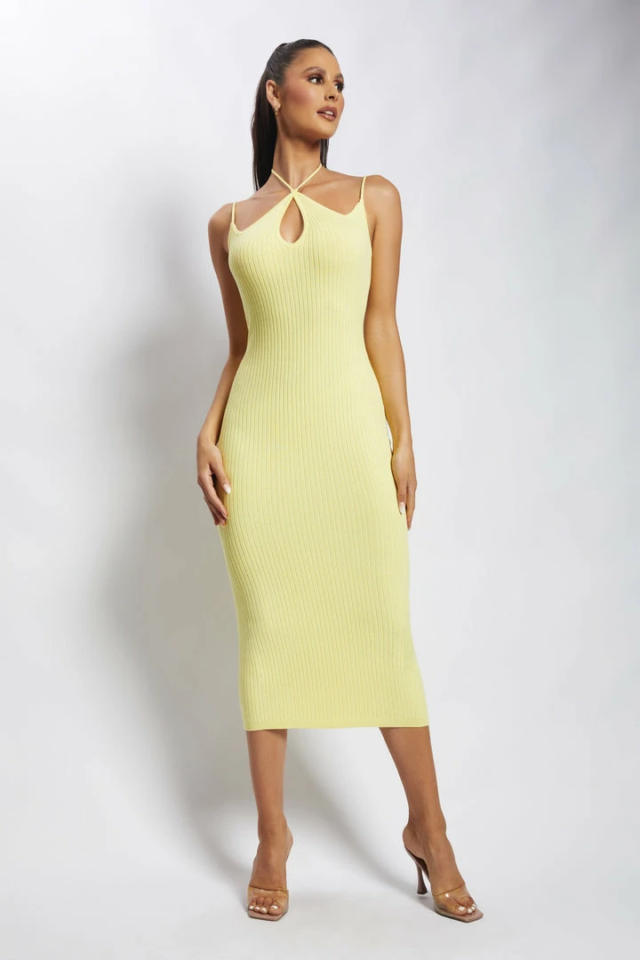 SOP Leslie Two Strap Detail Knit Midi Dress - Yellow 6 SOP Leslie Two Strap Detail Knit Midi Dress - Yellow