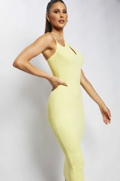 SOP Leslie Two Strap Detail Knit Midi Dress - Yellow 12 SOP Leslie Two Strap Detail Knit Midi Dress - Yellow