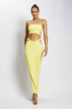 QNG Two Piece Sets Audrina Cut Out Bandeau Top - Yellow