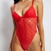 GZH Millie Monogram Bodysuit - Red Bodysuits