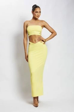 QNG Two Piece Sets Audrina Cut Out Midi Skirt - Yellow
