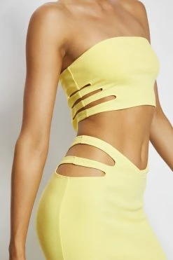 QNG Two Piece Sets Audrina Cut Out Bandeau Top - Yellow