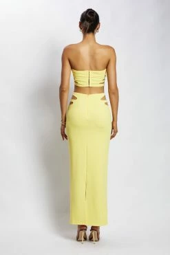 QNG Two Piece Sets Audrina Cut Out Midi Skirt - Yellow