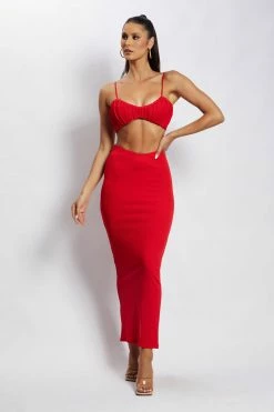 ROM Jordan Ruched Front V Front Top - Red Two Piece Sets 12 ROM Jordan Ruched Front V Front Top - Red Two Piece Sets