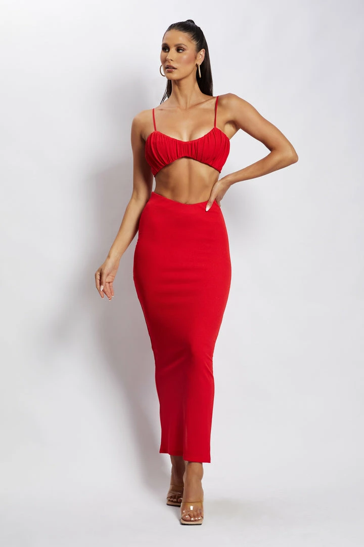 ROM Jordan Ruched Front V Front Top - Red Two Piece Sets 5 ROM Jordan Ruched Front V Front Top - Red Two Piece Sets