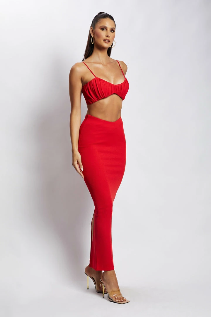 ROM Jordan Ruched Front V Front Top - Red Two Piece Sets 7 ROM Jordan Ruched Front V Front Top - Red Two Piece Sets