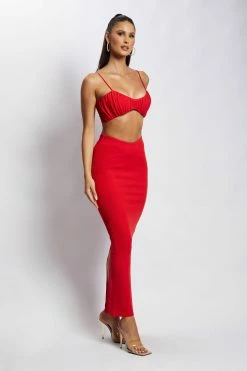 ROM Roxie V Waistband Maxi Skirt - Red Two Piece Sets 12 ROM Roxie V Waistband Maxi Skirt - Red Two Piece Sets