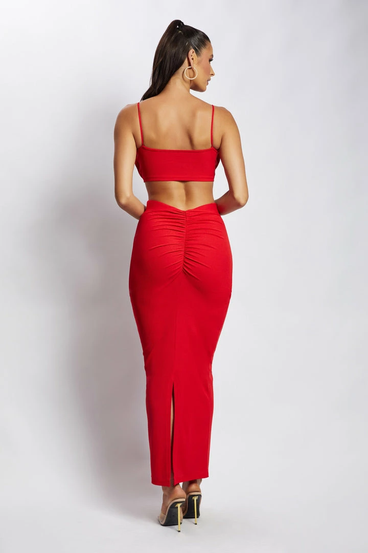 ROM Roxie V Waistband Maxi Skirt - Red Two Piece Sets 2 ROM Roxie V Waistband Maxi Skirt - Red Two Piece Sets
