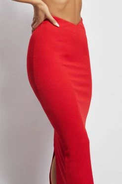 ROM Roxie V Waistband Maxi Skirt - Red Two Piece Sets 11 ROM Roxie V Waistband Maxi Skirt - Red Two Piece Sets
