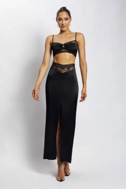 BSD Caity Lace U Bar Crop Top - Black Two Piece Sets 12 BSD Caity Lace U Bar Crop Top - Black Two Piece Sets