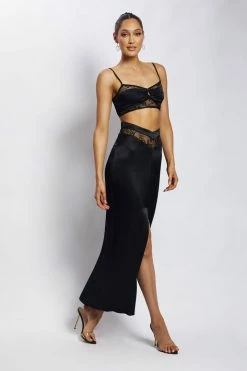 BSD Caity Lace Insert Maxi Skirt - Black