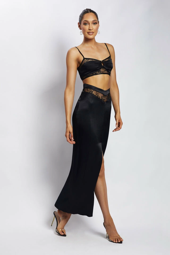 BSD Caity Lace Insert Maxi Skirt - Black 1 BSD Caity Lace Insert Maxi Skirt - Black