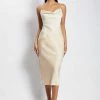 WNT DRESSES Maya Satin Colour Block Midi Dress - Champagne