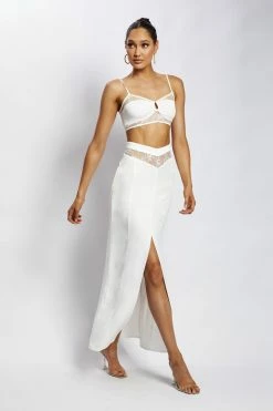 BSD Two Piece Sets Caity Lace U Bar Crop Top - White 12 BSD Two Piece Sets Caity Lace U Bar Crop Top - White