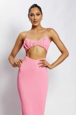 ROM Jordan Ruched Front V Front Top - Pink Two Piece Sets