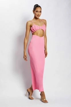 ROM Roxie V Waistband Maxi Skirt - Pink Two Piece Sets