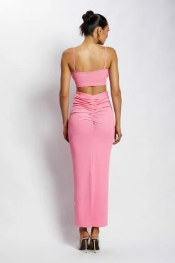 ROM Jordan Ruched Front V Front Top - Pink Two Piece Sets