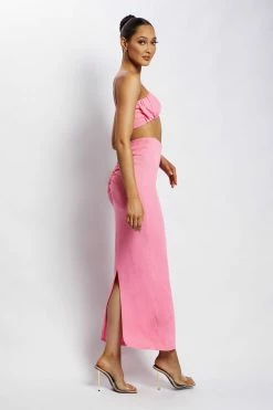 ROM Jordan Ruched Front V Front Top - Pink Two Piece Sets