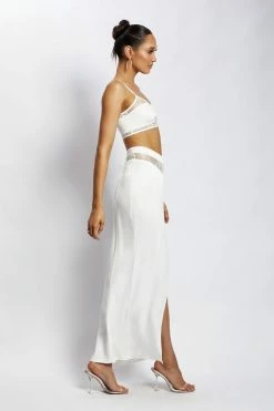 BSD Two Piece Sets Caity Lace Insert Maxi Skirt - White