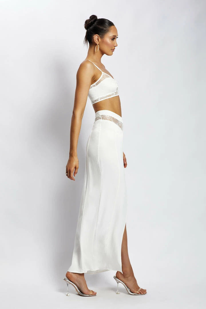 BSD Two Piece Sets Caity Lace U Bar Crop Top - White 4 BSD Two Piece Sets Caity Lace U Bar Crop Top - White