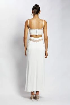 BSD Two Piece Sets Caity Lace U Bar Crop Top - White 9 BSD Two Piece Sets Caity Lace U Bar Crop Top - White