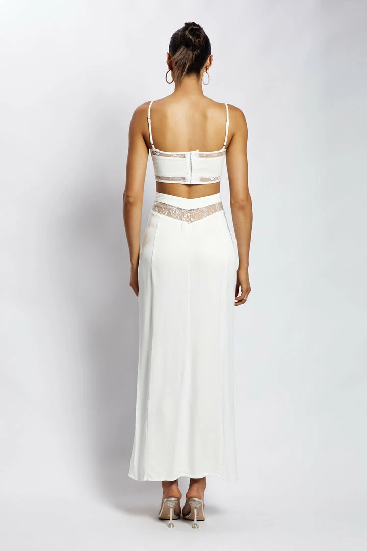 BSD Two Piece Sets Caity Lace U Bar Crop Top - White 3 BSD Two Piece Sets Caity Lace U Bar Crop Top - White