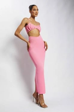 ROM Jordan Ruched Front V Front Top - Pink Two Piece Sets