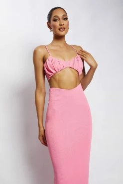 ROM Jordan Ruched Front V Front Top - Pink Two Piece Sets