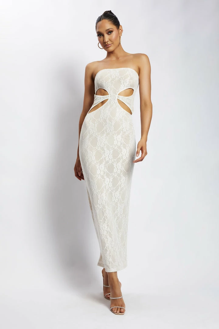 ROM Krista Cut Out Bandeau Maxi Dress - Nude DRESSES 1 ROM Krista Cut Out Bandeau Maxi Dress - Nude DRESSES