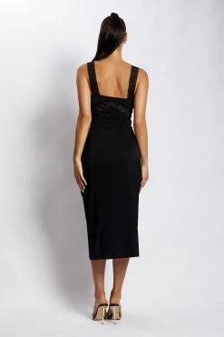 WNT DRESSES Kristin Lace Cut Out Midi Dress - Black 10 WNT DRESSES Kristin Lace Cut Out Midi Dress - Black