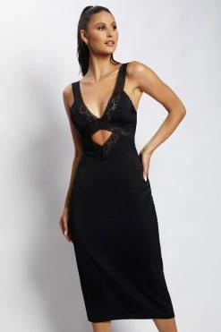 WNT DRESSES Kristin Lace Cut Out Midi Dress - Black 11 WNT DRESSES Kristin Lace Cut Out Midi Dress - Black