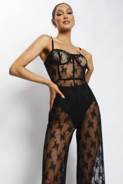 QNG Honour Lace Jumpsuit - Black