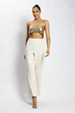 QNG Lianne Glow Mesh Bandeau Top - Gold