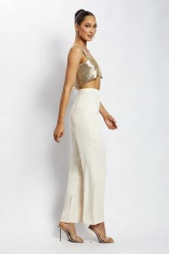 QNG Lianne Glow Mesh Bandeau Top - Gold