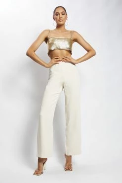 QNG Lianne Glow Mesh Bandeau Top - Gold