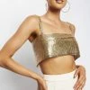 QNG Lianne Glow Mesh Bandeau Top - Gold