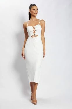 JLW Cassie Ruched Cut Out Maxi Dress - White DRESSES