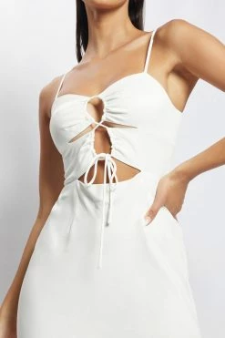 JLW Cassie Ruched Cut Out Maxi Dress - White DRESSES 8 JLW Cassie Ruched Cut Out Maxi Dress - White DRESSES
