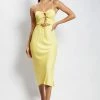 JLW DRESSES Cassie Ruched Cut Out Maxi Dress - Yellow